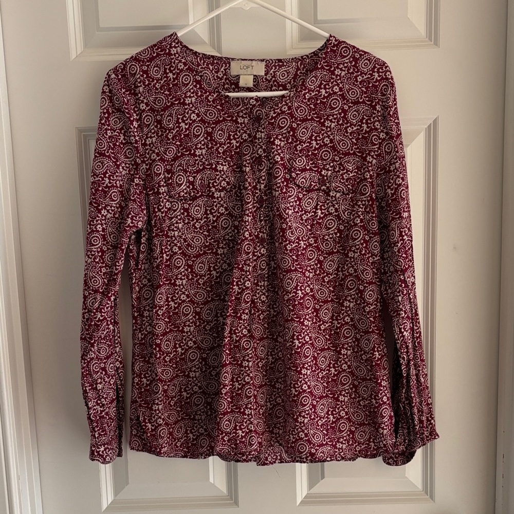 LOFT Magenta Floral Blouse